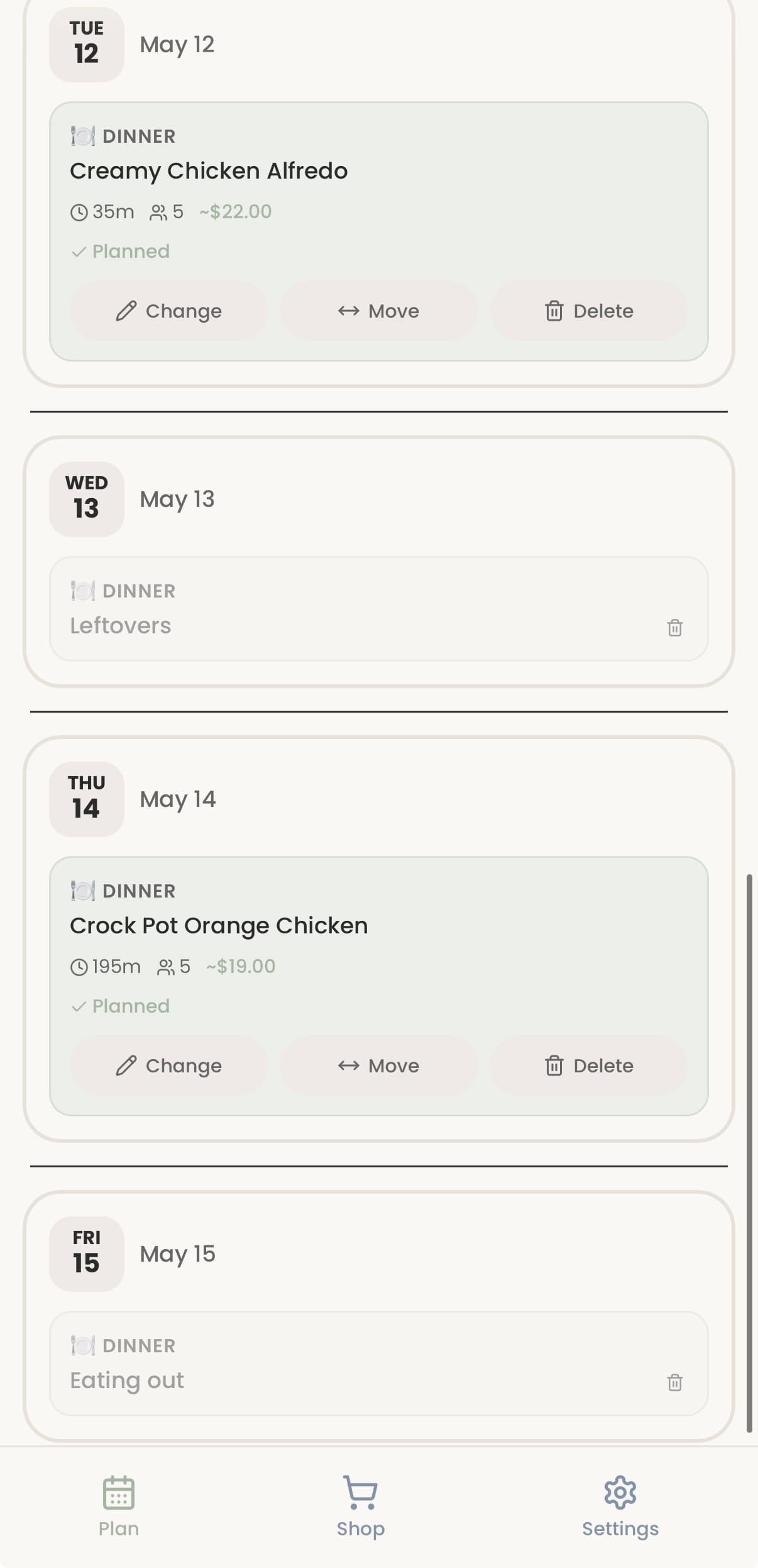 Handle real weeknight changes